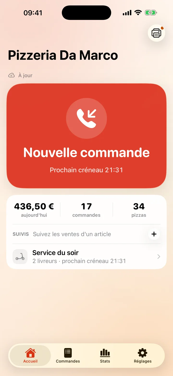 Accueil de Callzone sur iPhone